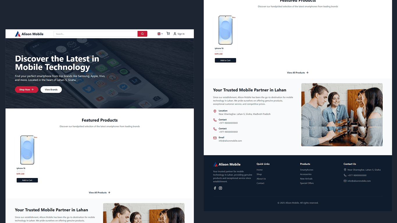 Alison Mobile Ecommerce Website