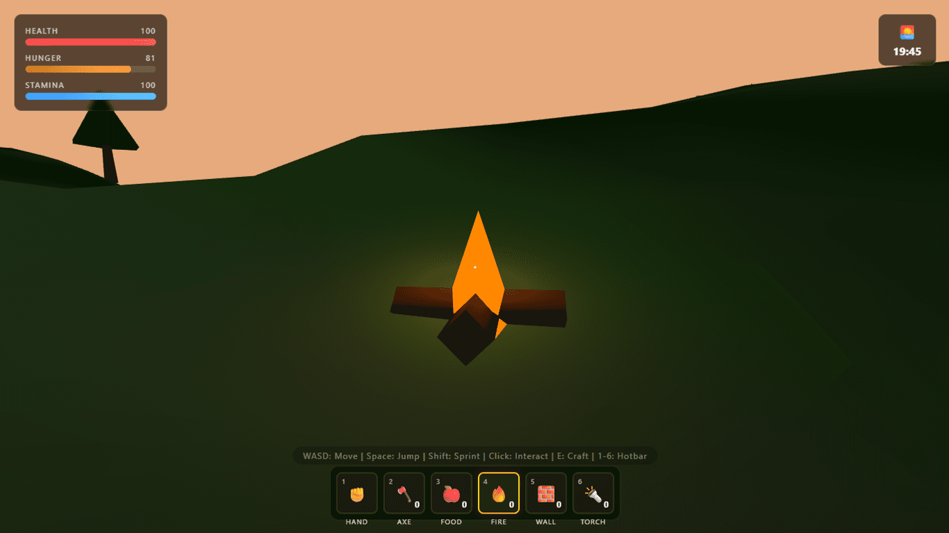 Night Atmosphere and Dynamic Point Lighting from Torch and Campfire