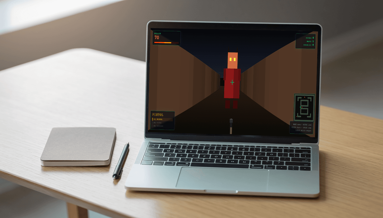 I prompted GLM 5.2 Deep Think Max to build a Retro Pseudo-3D Raycast FPS Game — 1,521 lines of vanilla JS in one shot